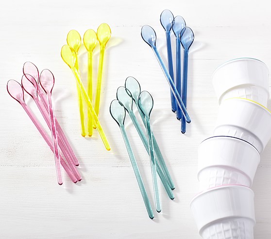 Ice Cream Spoon Sets Navy Pink Yellow Aqua Fire and Creme Pottery Barn Kids