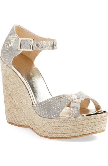 Jimmy Choo 'Pallis' Wedge Sandal (Nordstrom Exclusive) Light Khaki Today Show nordstrom designer clearance sale for women