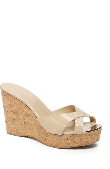 Jimmy Choo 'Pandora' Cork Wedge Sandal Nude Nordstrom nordstrom designer clearance sale for women