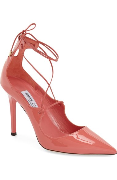 Jimmy Choo 'Vita' Pointy Toe Pump (Women) Coral Pink Patent Nordstrom nordstrom designer clearance sale for women