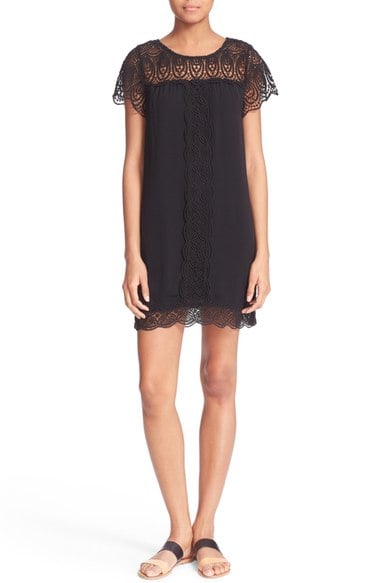 Joie 'Kastra' Lace Inset Dress Kaviar Black shift dresses for the kentucky derby