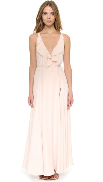 KENDALL + KYLIE Ruffle Wrapped Maxi Dress Soft Pink wrap dresses for the kentucky derby 2016 
