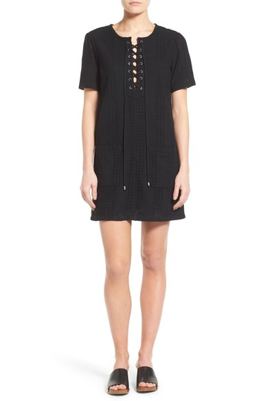 KUT from the Kloth 'Jenna' Lace-Up Shift Dress Black lace-up dresses spring 2016