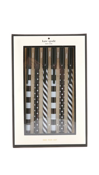 Kate Spade New York Top of the Line Pen Set Black White Polka Dots Stripes Shopbop shopbop memorial day sale 