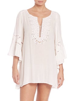 L*Space Breakaway Eyelet Coverup Ivory beach cover-ups