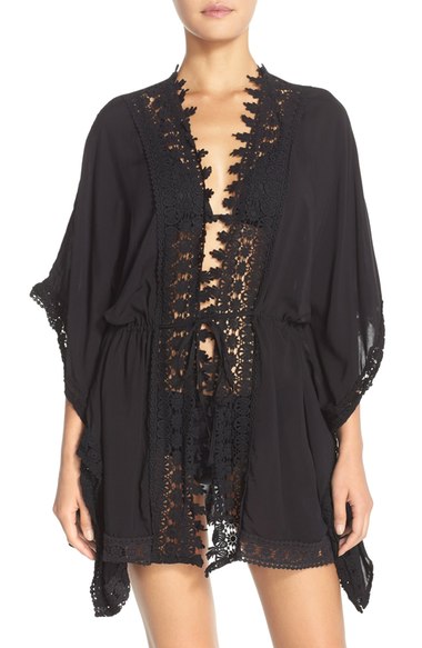 La Blanca 'Costa Brava' Crochet Kimono Black or White beach cover-ups