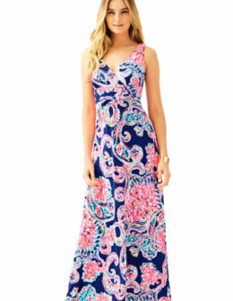 Lilly Pulitzer SLOANE V-NECK MAXI DRESS Bright Navy Pop Up For The Halibut maxi dresses for the kentucky derby 2016 style