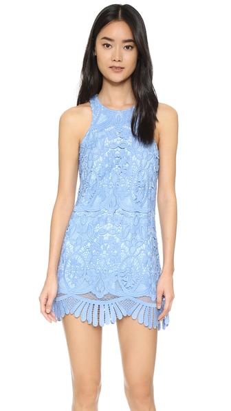 Lovers + Friends Caspian Guipere Lace Mini Dress Crystal Blue lace sundresses spring summer