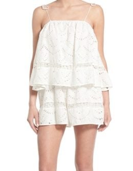 Lovers + Friends 'Kayla' Crochet Cotton Romper Ivory eyelet rompers nordstrom