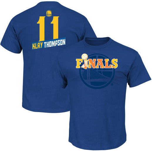 MAJESTIC KLAY THOMPSON GOLDEN STATE WARRIORS ROYAL 2016 NBA FINALS BOUND PARTICIPANT T-SHIRT golden state warriors 2016 western conference champions