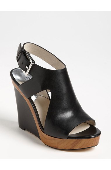 MICHAEL Michael Kors 'Josephine' Wedge (Women) Black Leather Nordstrom nordstrom half yearly sale for women