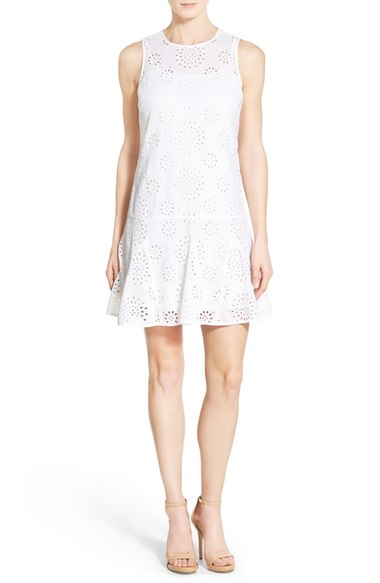MICHAEL Michael Kors Sleeveless Eyelet Cotton Drop Waist Dress (Regular & Petite) White eyelet dresses for spring 2016