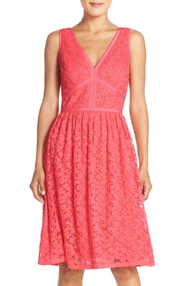 Maggy London Lace Fit & Flare Dress Tulip Red lace sundresses spring summer 