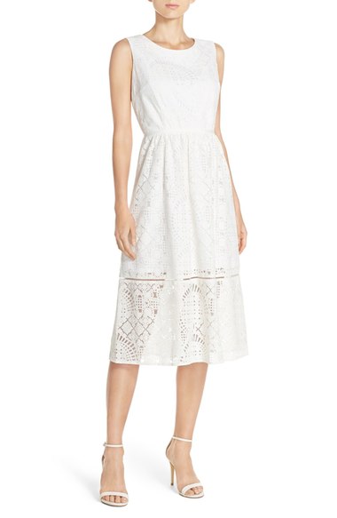 Maia Lace Fit & Flare Midi Dress Off White lace sundresses spring summer