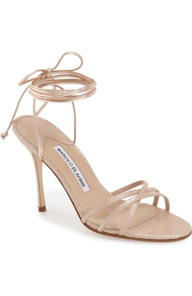 Manolo Blahnik 'Leva' Sandal (Women) Blush Leather Nordstrom nordstrom designer clearance sale for women