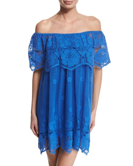 Miguelina Angelique Crocheted-Lace Dress French Blue lace sundresses spring summer