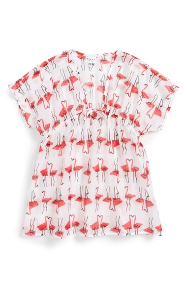 Milly Minis Flamingo Print V-Neck Cover-Up (Toddler Girls, Little Girls & Big Girls) Pink Nordstrom nordstrom designer clearance sale for kids