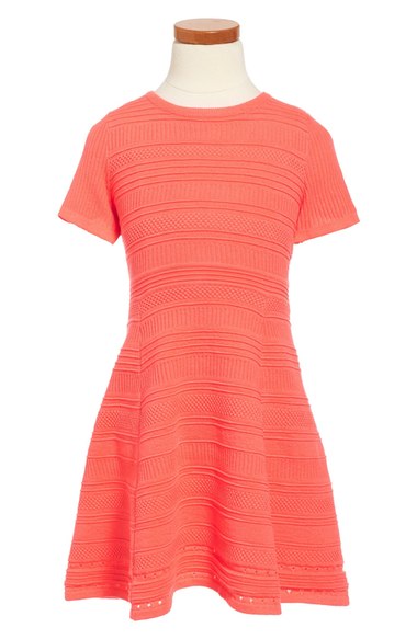 Milly Minis Knit Skater Dress (Big Girls) Pink Nordstrom nordstrom designer clearance sale for kids girls 