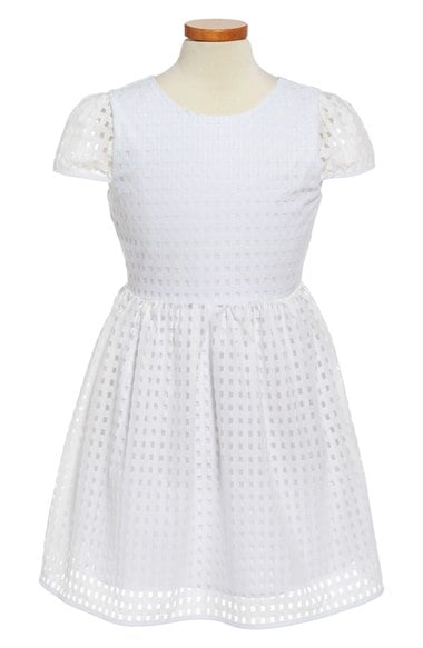 Milly Minis 'Lucy' Basket Weave Fit & Flare Dress (Big Girls) White Nordstrom nordstrom designer clearance sale for kids