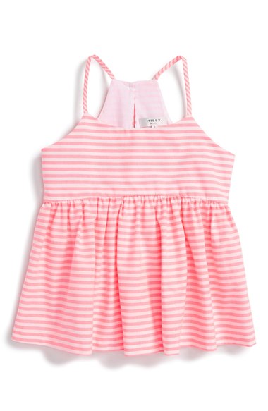 Milly Minis Stripe Tank (Big Girls) Pink Nordstrom nordstrom half yearly sale for kids girls of all ages