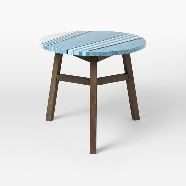 Mosaic Tiled Bistro Table - Asymmetric Stripe Top West Elm Driftwood west elm outdoor furniture sale