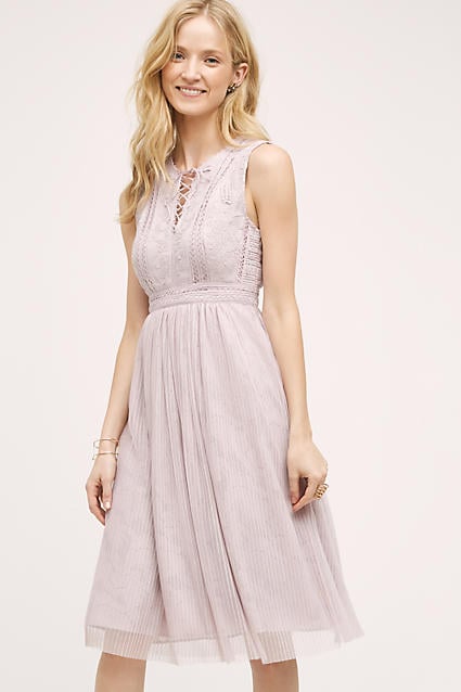 Moulinette Soeurs Embroidered Lace-Up Midi Dress Lilac lace-up dresses spring 2016