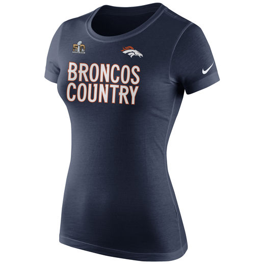 NIKE DENVER BRONCOS WOMEN'S NAVY 2015 AFC CONFERENCE CHAMPIONS BRONCOS COUNTRY T-SHIRT mother's day denver broncos gifts for mom