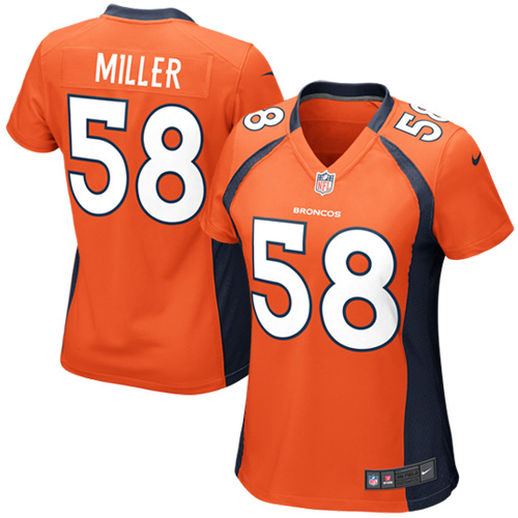 NIKE VON MILLER DENVER BRONCOS WOMEN'S ORANGE GAME JERSEY mother's day denver broncos gifts for mom