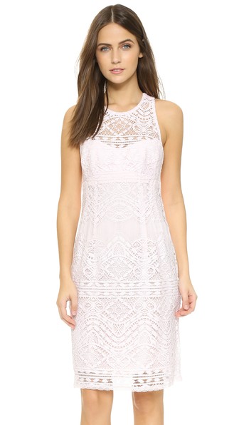 Nanette Lepore Antique Lace Shift Dress Pearl Pink shift dresses for the kentucky derby