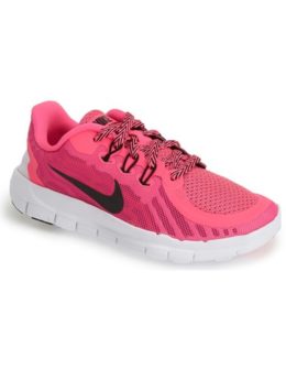 Nike 'Free 5.0' Mesh Athletic Shoe (Toddler & Little Kid) Pink Vivid Pink White Black Nordstrom nordstrom half yearly sale for kids girls of all ages