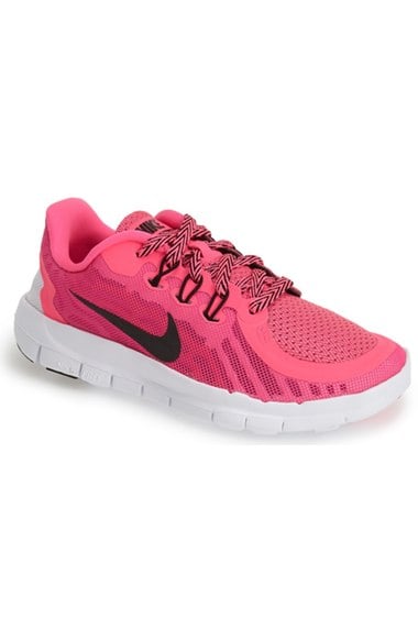 Nike 'Free 5.0' Mesh Athletic Shoe (Toddler & Little Kid) Pink Vivid Pink White Black Nordstrom nordstrom half yearly sale for kids girls of all ages