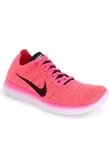 Nike 'Free Flyknit' Running Shoe (Women) Pink Black Orange  pink running shoes sneakers for spring summer