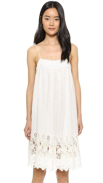 Nili Lotan Linen Eyelet Marseille Dress Semi-Bleached White eyelet dresses for spring 2016
