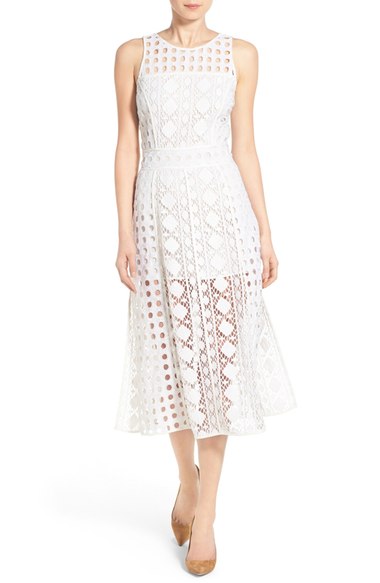 Olivia Palermo + Chelsea28 Patchwork Lace Midi Dress White  lace sundresses spring summer 2016