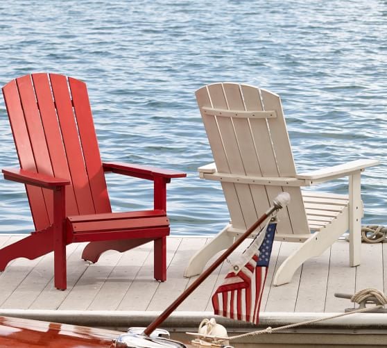 PB CLASSIC ADIRONDACK CHAIR Pottery Barn Red White Black