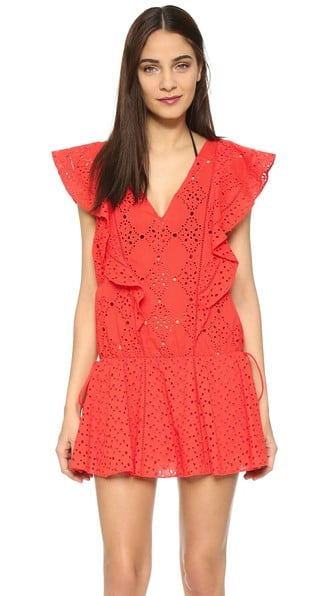 Parker Antigua Tonal Embroidery Cover Up Red, White beach cover-ups
