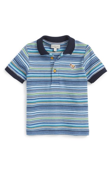 Paul Smith Junior Stripe Polo (Baby Boys) Pond Blue Nordstrom nordstrom designer clearance sale for kids