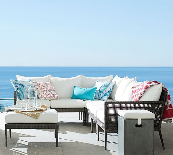 Pottery Barn CAMMERAY ALL-WEATHER WICKER SECTIONAL SET pottery barn outdoor furniture sale