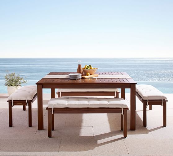 Pottery Barn CHATHAM SQUARE DINING TABLE & BENCH SET Eco Friendly Mahogany pottery barn outdoor furniture sale