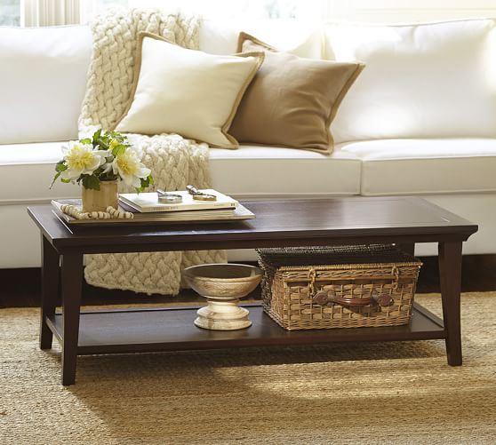 Pottery Barn METROPOLITAN RECTANGULAR COFFEE TABLE Black, Espresso pottery barn occasional table and media furniture sale 