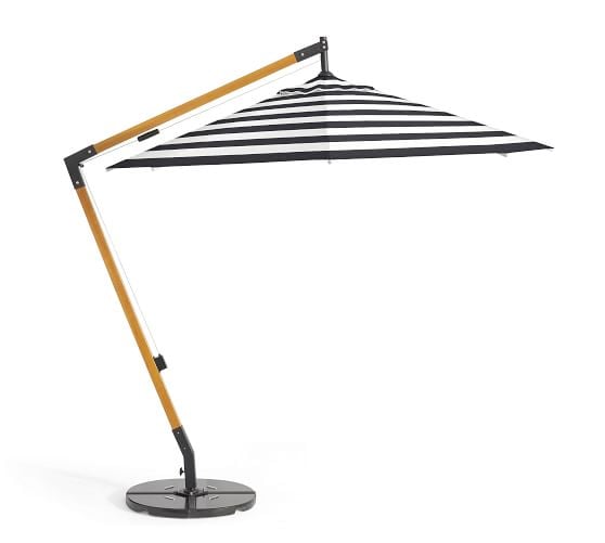 Pottery Barn PREMIUM SUNBRELLA® WOODEN CANTILEVER UMBRELLA – STRIPE Sunbrella Black White pottery barn outdoor furniture sale 