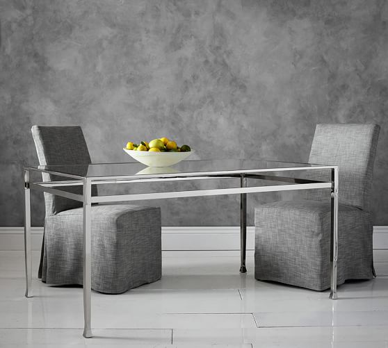 Pottery Barn TANNER FIXED DINING TABLE - NICKEL FINISH 2016 pottery barn pre-memorial day sale 