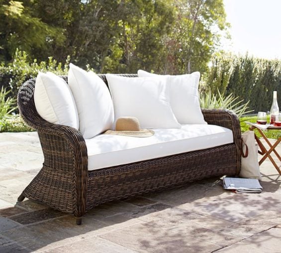 Pottery Barn TORREY ALL-WEATHER WICKER ROLL-ARM SOFA - ESPRESSO pottery barn outdoor furniture sale