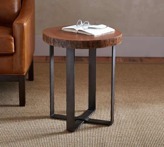 Pottery Barn WALLER LIVE-EDGE SIDE TABLE FSC Certified Mahogany Wood pottery barn occasional tables sale