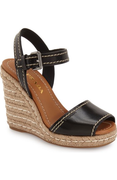 Prada Espadrille Sandal (Women) Black Leather Nordstrom nordstrom designer clearance sale for women