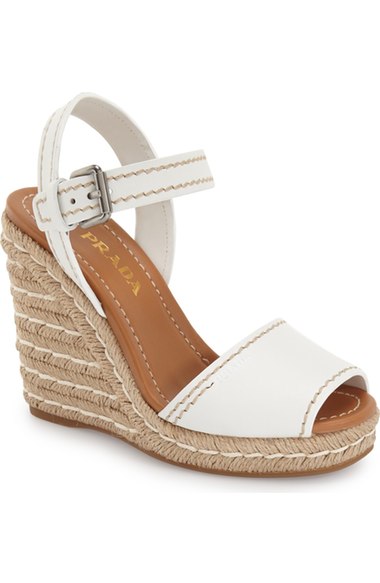 Prada Espadrille Sandal (Women) White Leather Nordstrom nordstrom designer clearance sale for women