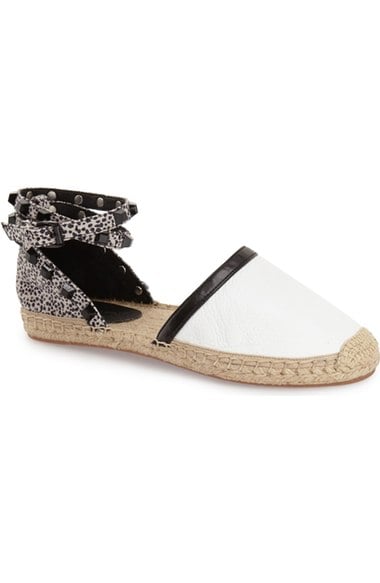 Rebecca Minkoff 'Gilles' Espadrille Flat (Women) White Spotted Caviar Studs espadrille flats for spring 2016