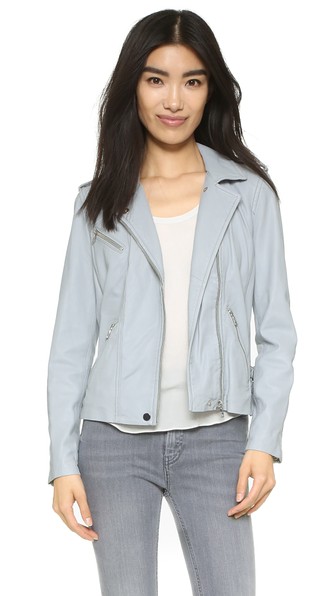 Rebecca Taylor Washed Leather Jacket Blue Mist Shopbop shopbop memorial day sale 