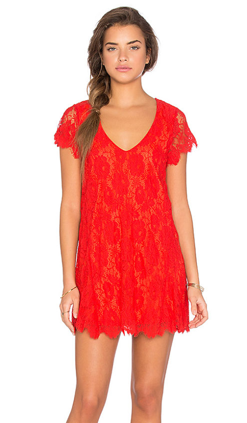 SHOW ME YOUR MUMU KYLIE MINI DRESS SPRING FLING LACE BLOOD ORANGE  shift dresses for the kentucky derby