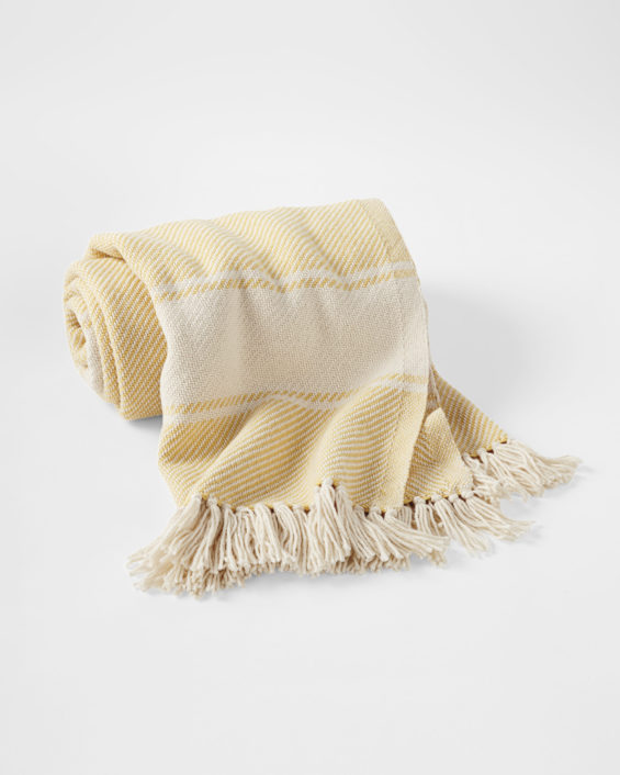 Serena & Lily Brahms Mount Banded Herringbone Throw Maize serena & lily memorial day sale